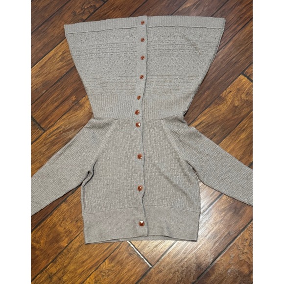 Sleeping on Snow Wool Blend‎ Cardigan Reversible Knit Button Front Gray L - Picture 1 of 6